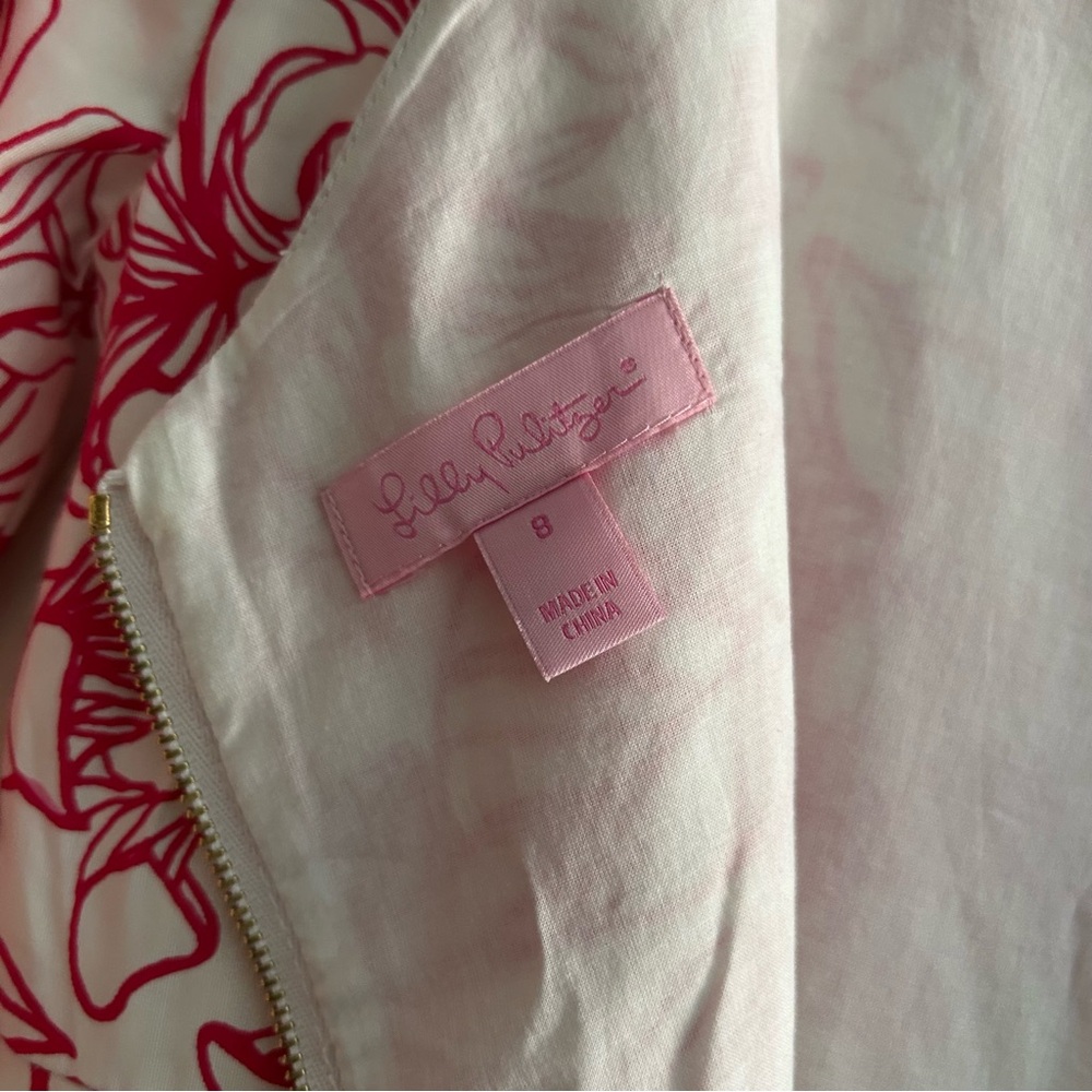Lilly Pulitzer Livie Dress Pink Green White 3/4 Sleeve Silk Blend Size 8 Preppy - Picture 12 of 13